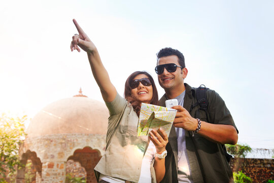 Couple with a road map
