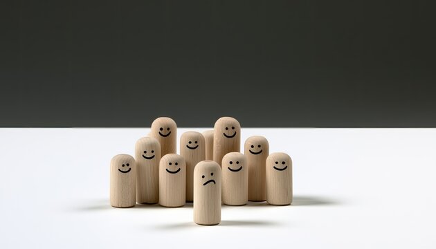 One sad figure stands out amongst a smiling group