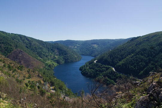 Landscapes Along the Hiking Route from Os Peares to Mirador Alto de Picota viewpoint in Ribeira Sacra, Galicia, Spain