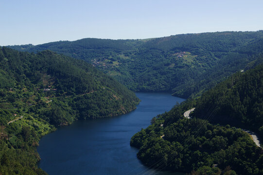 Landscapes Along the Hiking Route from Os Peares to Mirador Alto de Picota viewpoint in Ribeira Sacra, Galicia, Spain