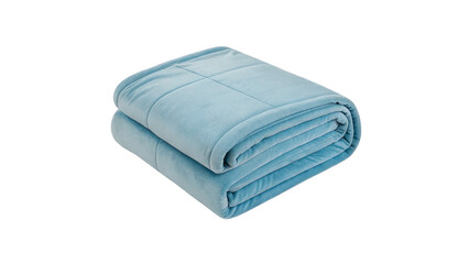 Soft folded light blue fleece blanket towel textile item isolated on transparent background © Olga