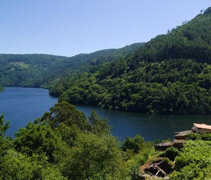 Landscapes Along the Hiking Route from Os Peares to Mirador Alto de Picota viewpoint in Ribeira Sacra, Galicia, Spain