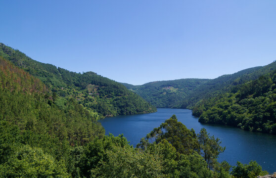 Landscapes Along the Hiking Route from Os Peares to Mirador Alto de Picota viewpoint in Ribeira Sacra, Galicia, Spain
