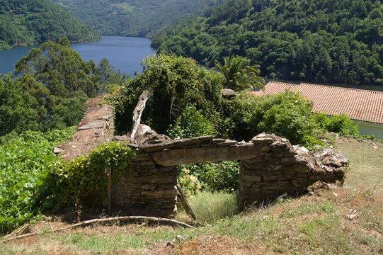 Landscapes Along the Hiking Route from Os Peares to Mirador Alto de Picota viewpoint in Ribeira Sacra, Galicia, Spain