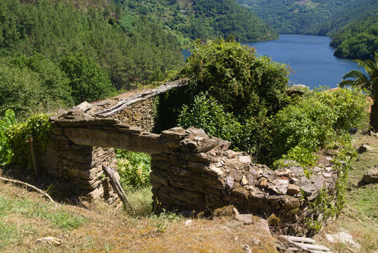 Landscapes Along the Hiking Route from Os Peares to Mirador Alto de Picota viewpoint in Ribeira Sacra, Galicia, Spain
