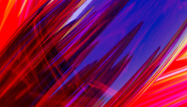 Close-up abstract colorful glass with vibrant red and purple