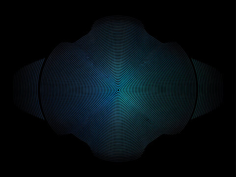 Abstract digital wave pattern in blue glowing lines with abstract technology background vibration geometry connection particle
