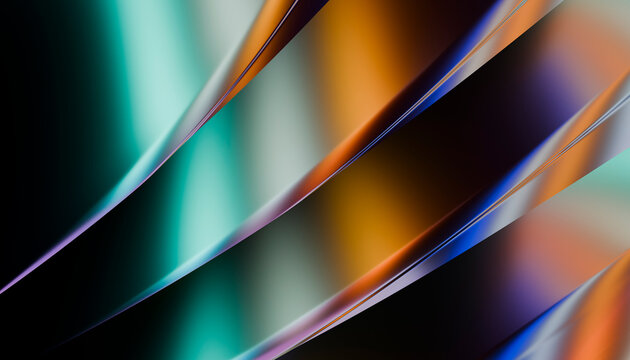 Abstract digital artwork with smooth curved colorful lines and glossy