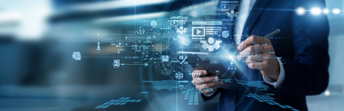 Web editor working on tablet operating content management platforms, scheduling digital media articles, optimizing website design elements, and publishing via enterprise content management.