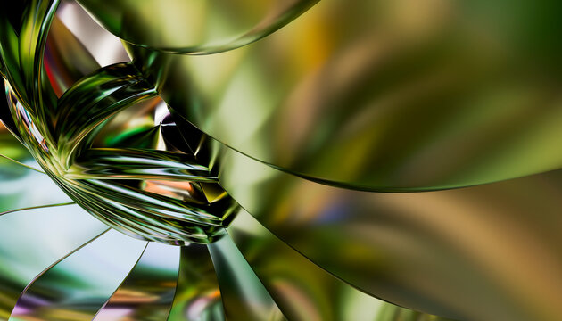 Abstract metallic shapes with smooth reflective surfaces