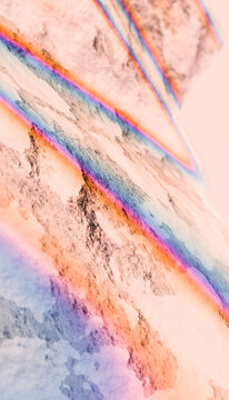 Close-up of crystal mineral surface with colorful light refraction