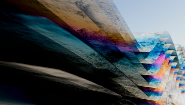 Colorful abstract layered waves form a modern digital art pattern
