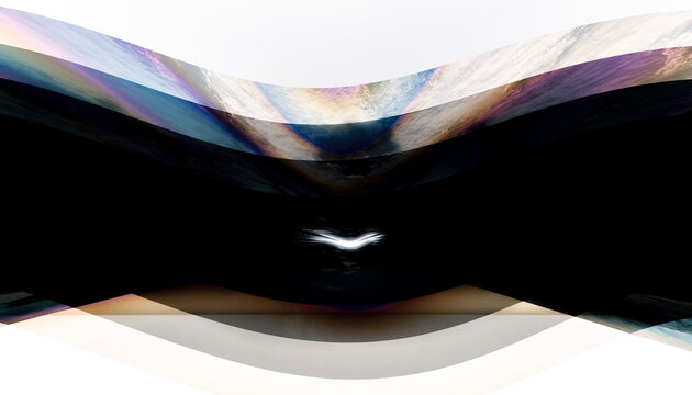 Abstract digital art with layered curved shapes and vibrant