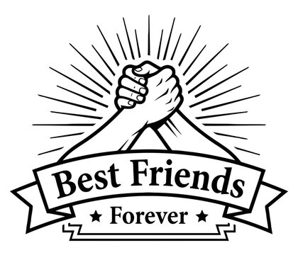 Best Friends Forever Handshake Vector Emblem Illustration