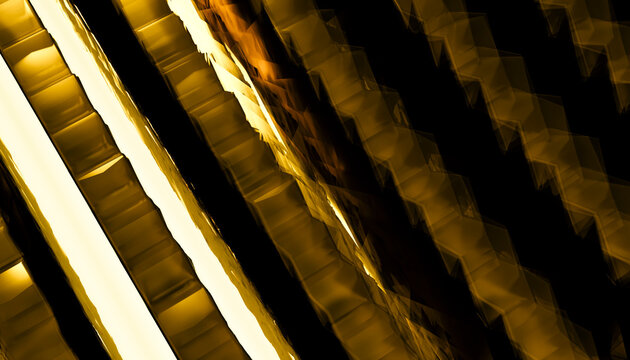 Abstract glowing gold light reflections create a dynamic geometric