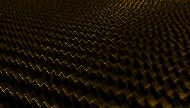 Abstract geometric zigzag pattern with yellow highlights on dark