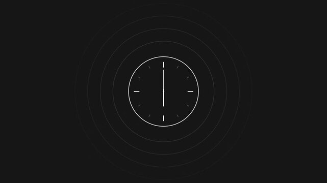 Futuristic digital hud clock interface on dark background