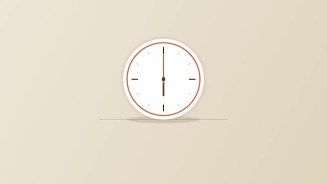 Minimalist clock face spinning rapidly on beige background