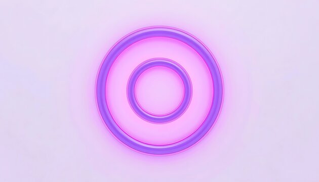 Two concentric glowing neon circles with pinkish purple light on pale background, inner smaller circle radiating soft gradient outward