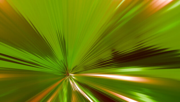Abstract green radial motion blur with light streaks and dynamic lines
