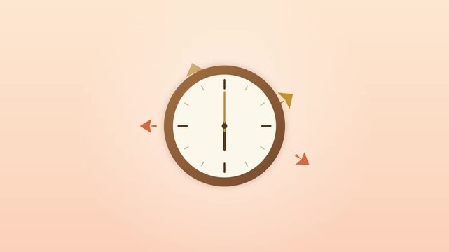 Minimalist wall clock animation on warm peach background