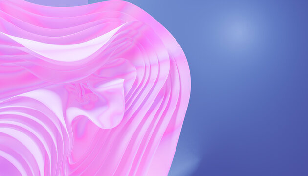 Abstract 3d purple wave patterns with fluid curved shapes on a blue
