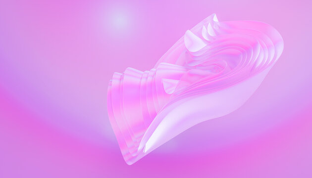 Translucent purple and pink abstract 3d digital art shape with soft