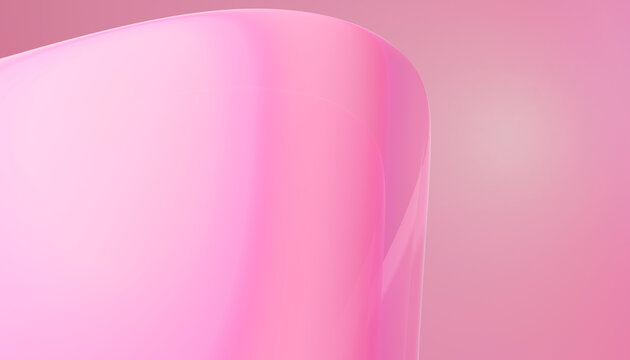 Close-up of a glossy transparent pink curved surface with soft