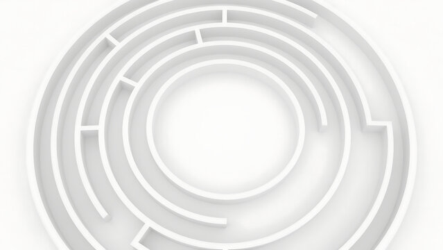 Abstract white circular labyrinth pattern with labyrinth circular abstract geometry background structure minimalist solution decorative