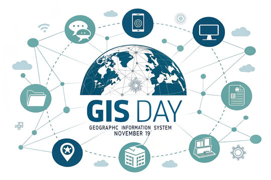 Gis day geographic information system concept infographic with geographic