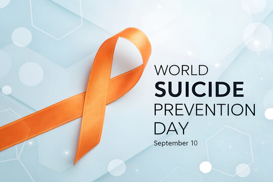 World suicide prevention day concept with orange awareness ribbon, prevention