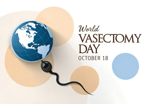 World vasectomy day illustration with global earth and sperm icon, vasectomy
