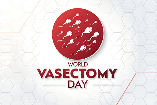 World vasectomy day concept design with sperm icons on red background, vasectomy
