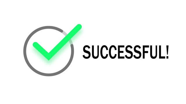 Successful Check Mark Animation with Confirmation Symbol on White Background
