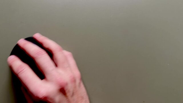 Hand Using Computer Mouse on Desk Close-up Office Work