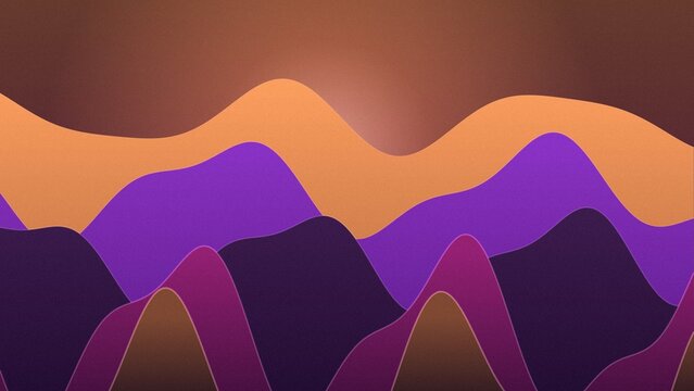Abstract landscape of colorful mountains with a warm sunset or sunrise glow