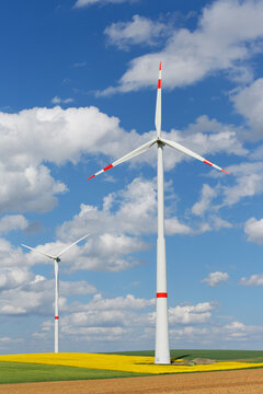 Germany, Bavaria, Lower Franconia, wind turbines