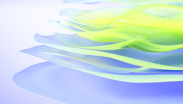 Abstract 3D rendering of flowing transparent pastel layers