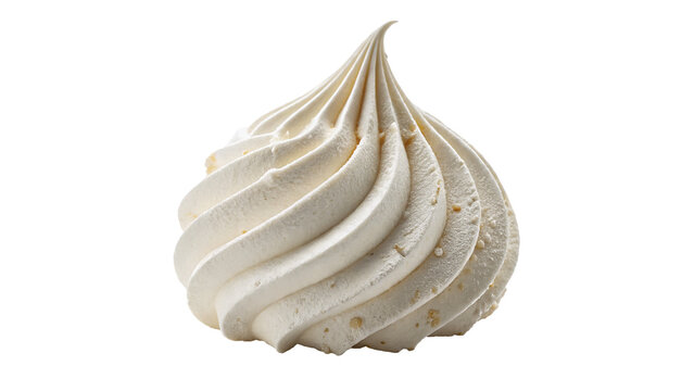 Single sweet white meringue cookie zephyr baking pastry dessert isolated on transparent background