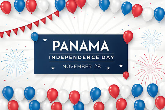 Panama independence day november 28 celebration banner with balloons