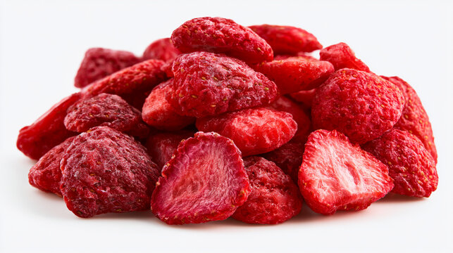 Freeze dried strawberries isolated on white background