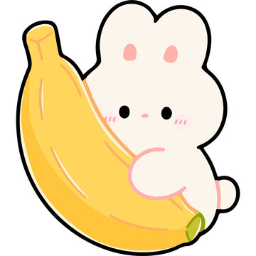 Cute Bunny Holding a Banana Illustration