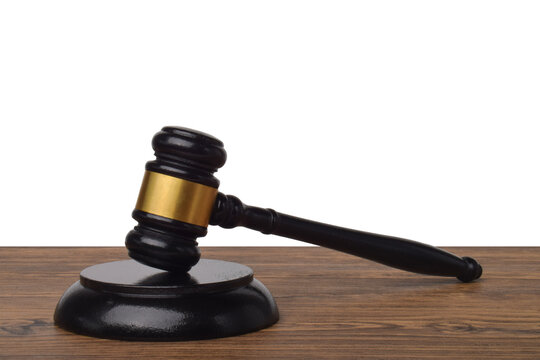 Judge's gavel on wooden table. Justice judgment at courts of law.