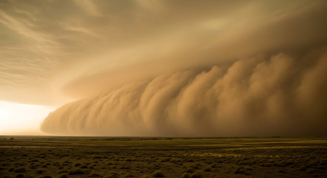 Vast Open Plains Dust Storm Approaching