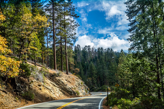 A long way down the road of Yosemite National Park, California