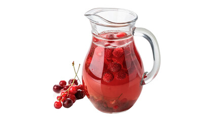 Glass pitcher full of fresh red berry drink beverage juice isolated on transparent background © Pendleton-png