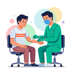 Fototapeta premium Doctor administering vaccine or injection to patient, medical illustration, healthcare concept