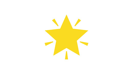 Fototapeta premium Minimalist yellow five point star icon on white background.