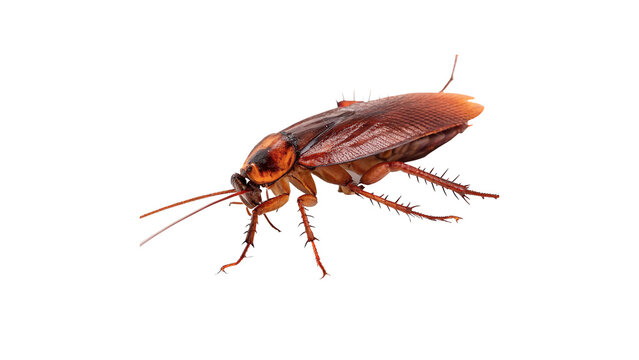 Single brown cockroach insect pest wildlife house creepy creature isolated on transparent background