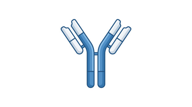 Simple blue Y-shaped antibody illustration.